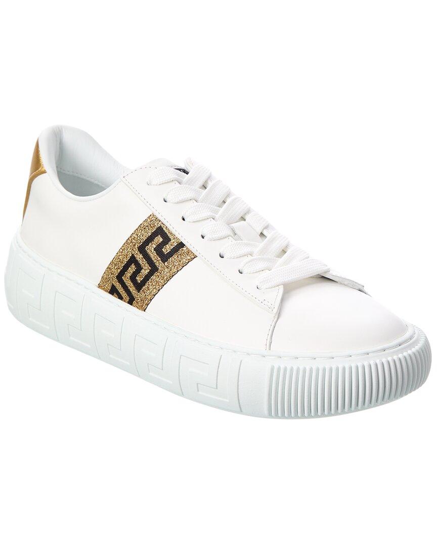 Versace Greca Leather Sneaker in White | Lyst