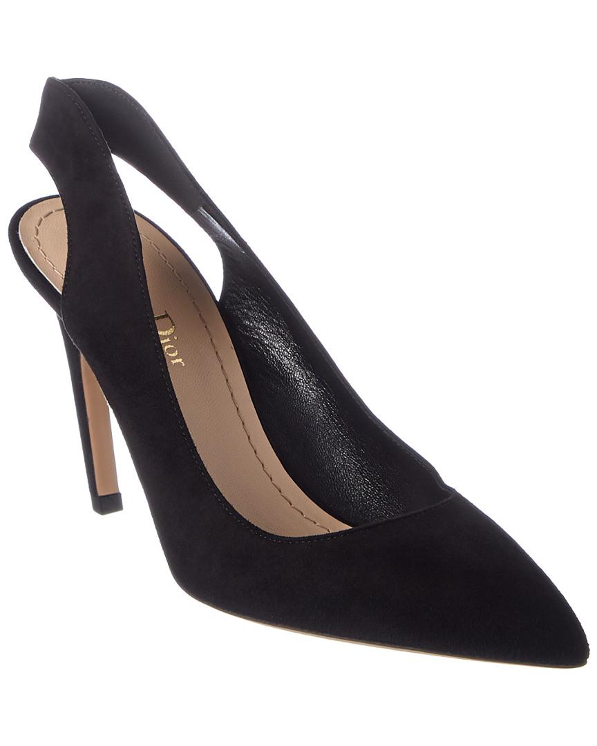 black suede slingback heels