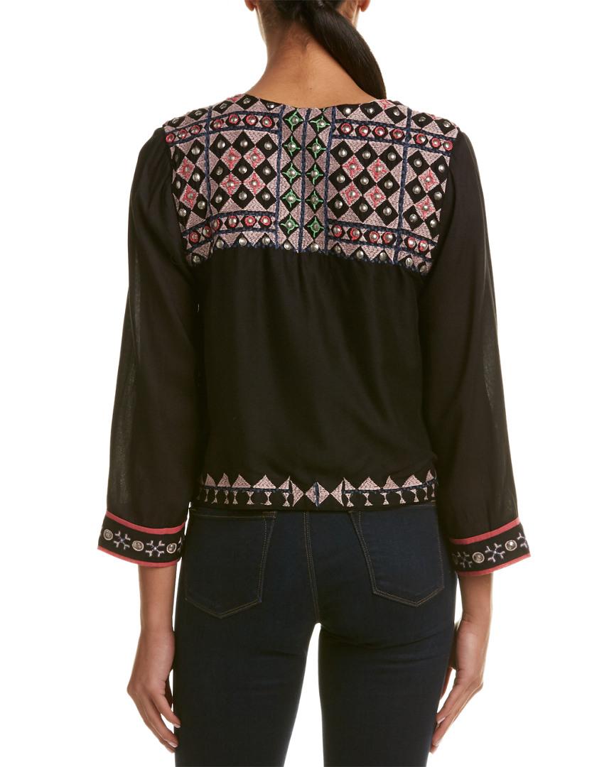 Raga Synthetic Embroidered Jacket in Black Lyst