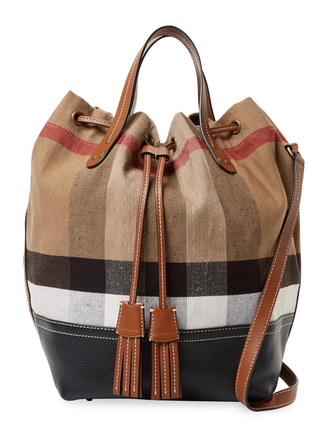 Burberry Canvas Medium Check Bucket Bag | Lyst