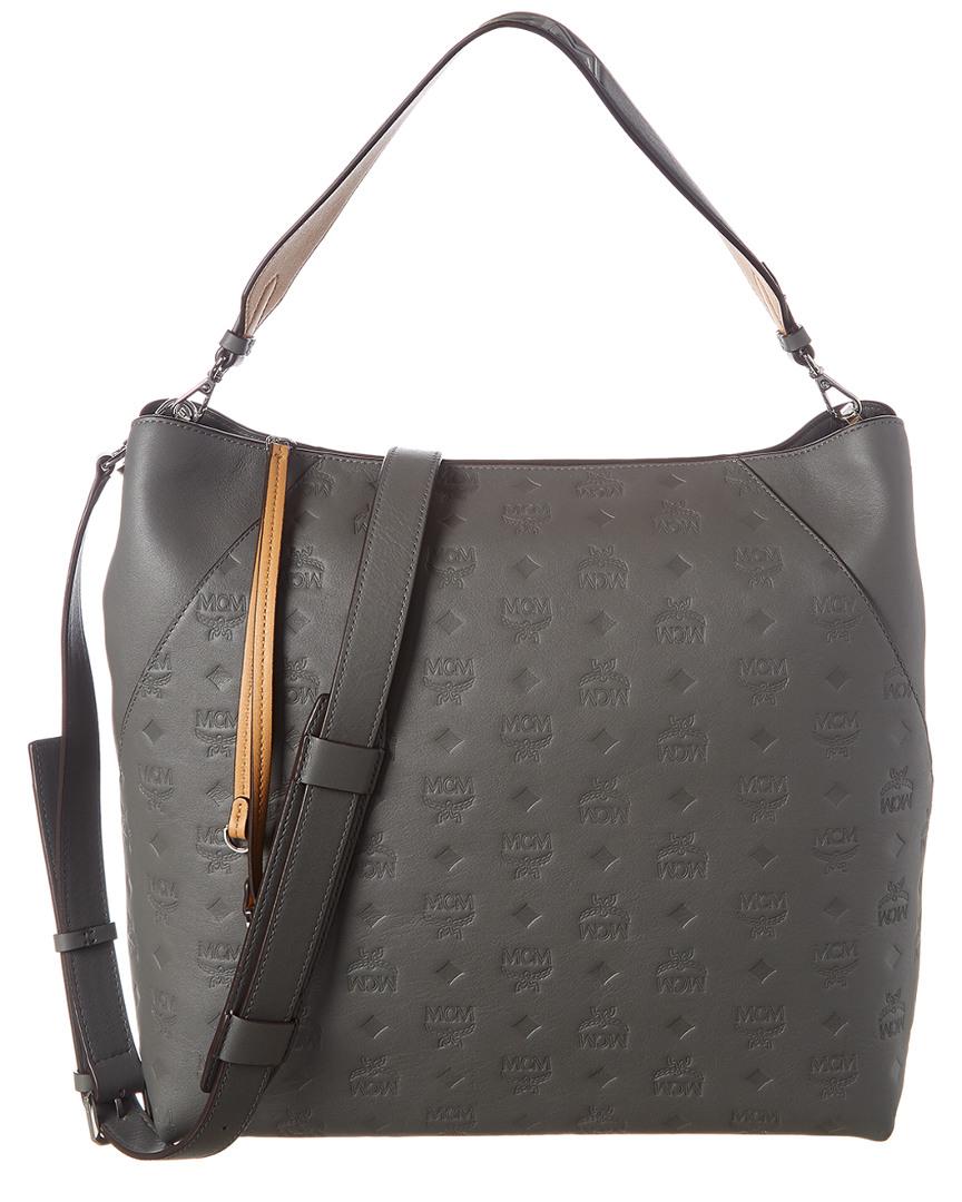 MCM Klara Large Monogram Leather Hobo Bag in Grey (Grey) Lyst UK