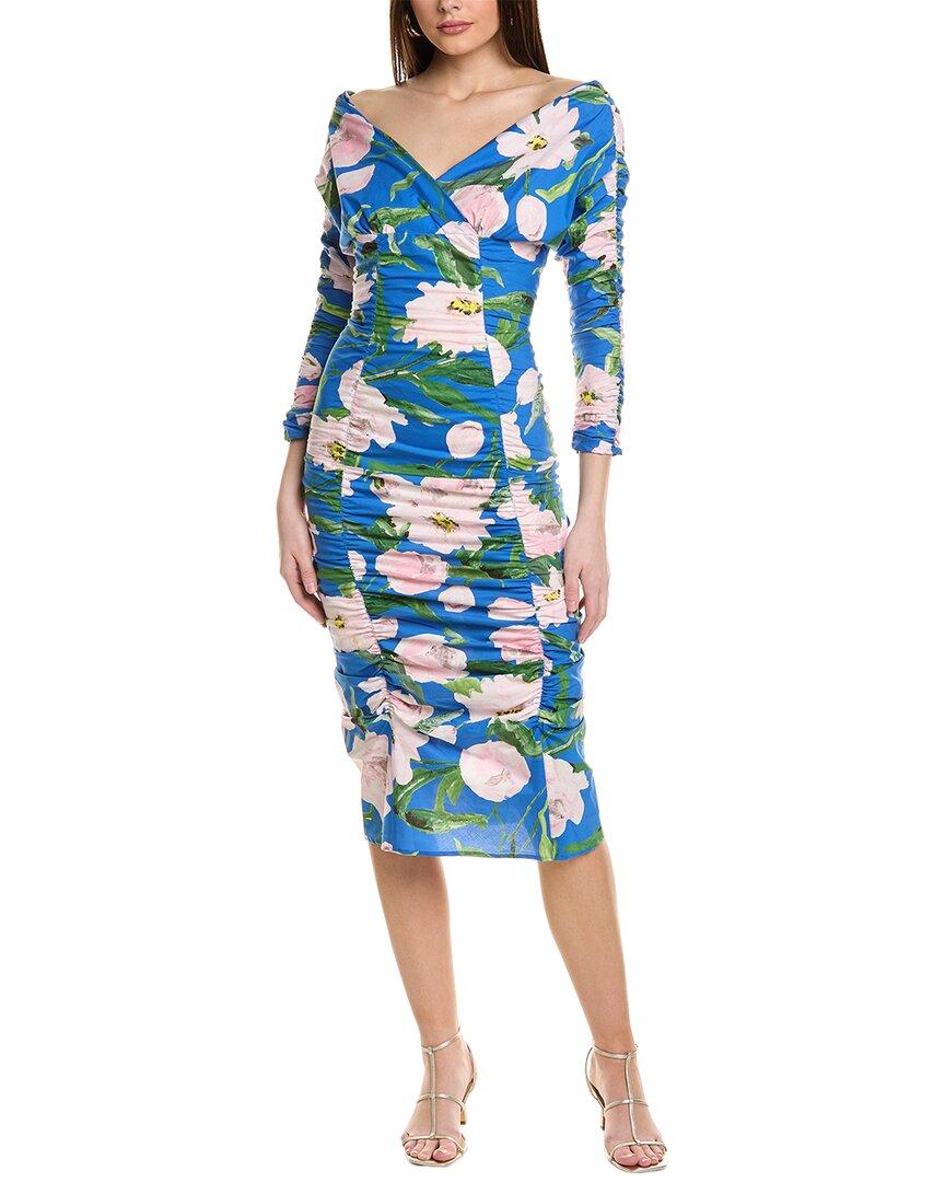 carolina herrera ruched waist midi dress