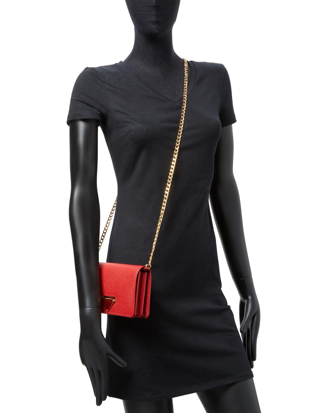 Prada Solid Leather Crossbody Bag in Red Lyst