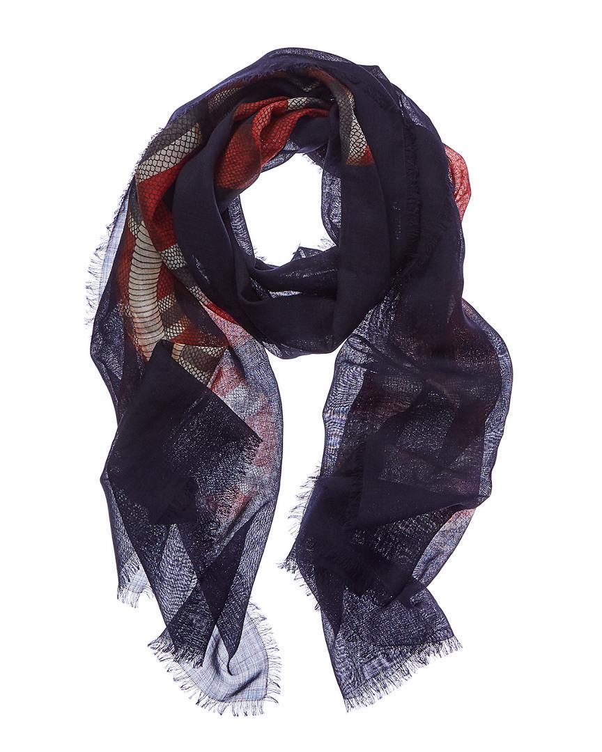 Gucci King Snake Print Wool Scarf in 