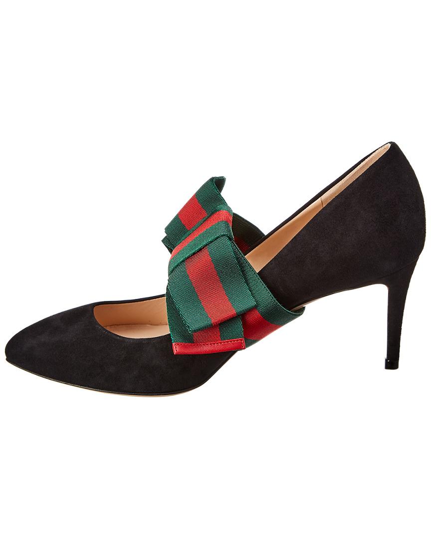 Gucci Suede Pumps With Removable Web 