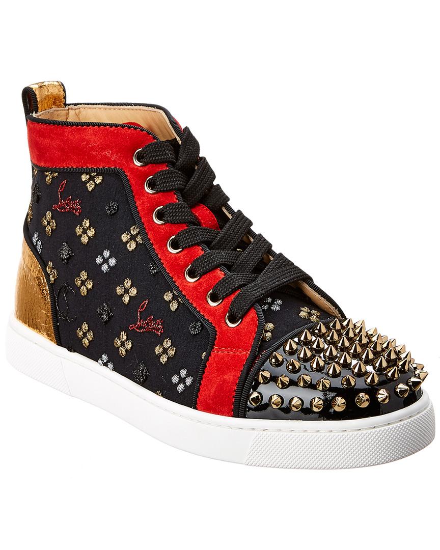 Christian Louboutin Leather Spike Loubisky High Top Trainers in Black ...