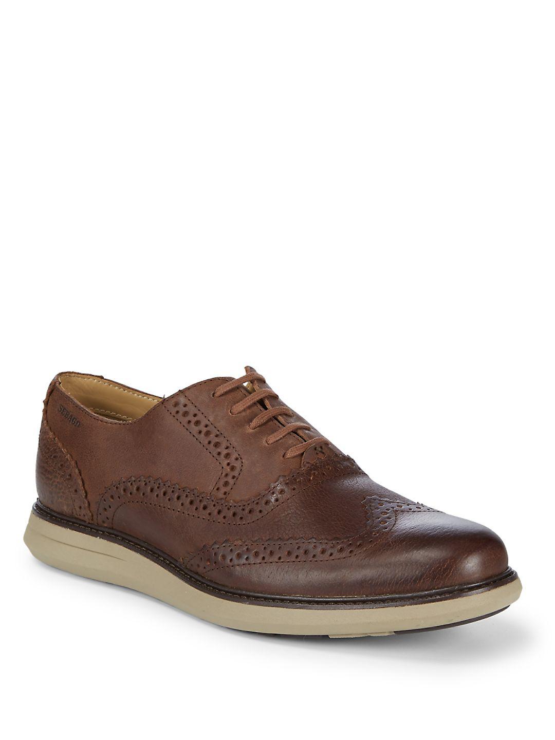 Sebago Leather Perforated Wingtip Shoes in Brown for Men - Lyst