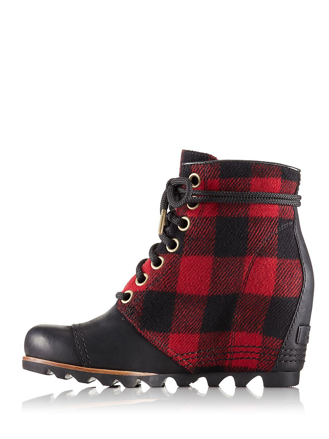 sorel red wedge boots