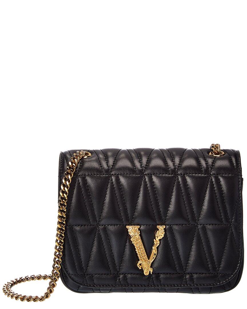 Versace Virtus Quilted Leather Shoulder Bag in Black | Lyst