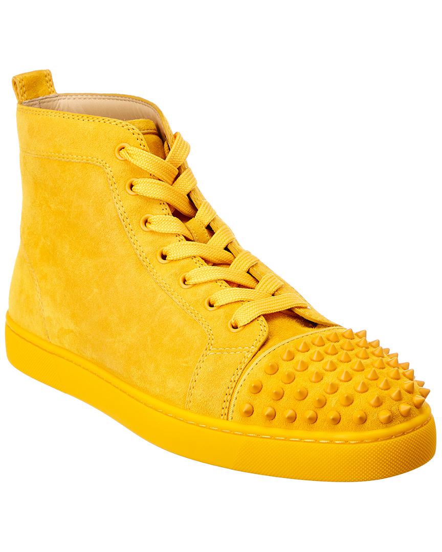Christian Louboutin Lou Spikes Suede Sneaker In Yellow For Men Lyst 