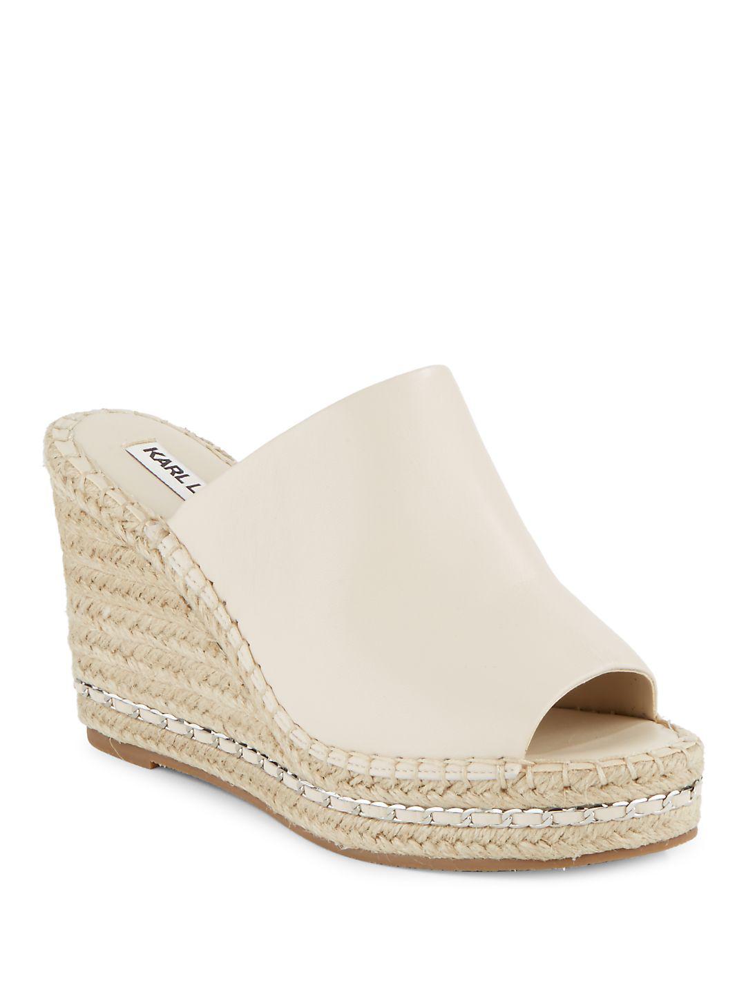 karl lagerfeld paris carin leather espadrille wedge sandals