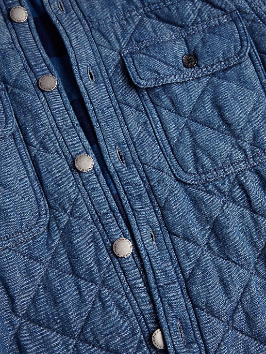 Quilted Shirt Jacket in Washed Indigo 