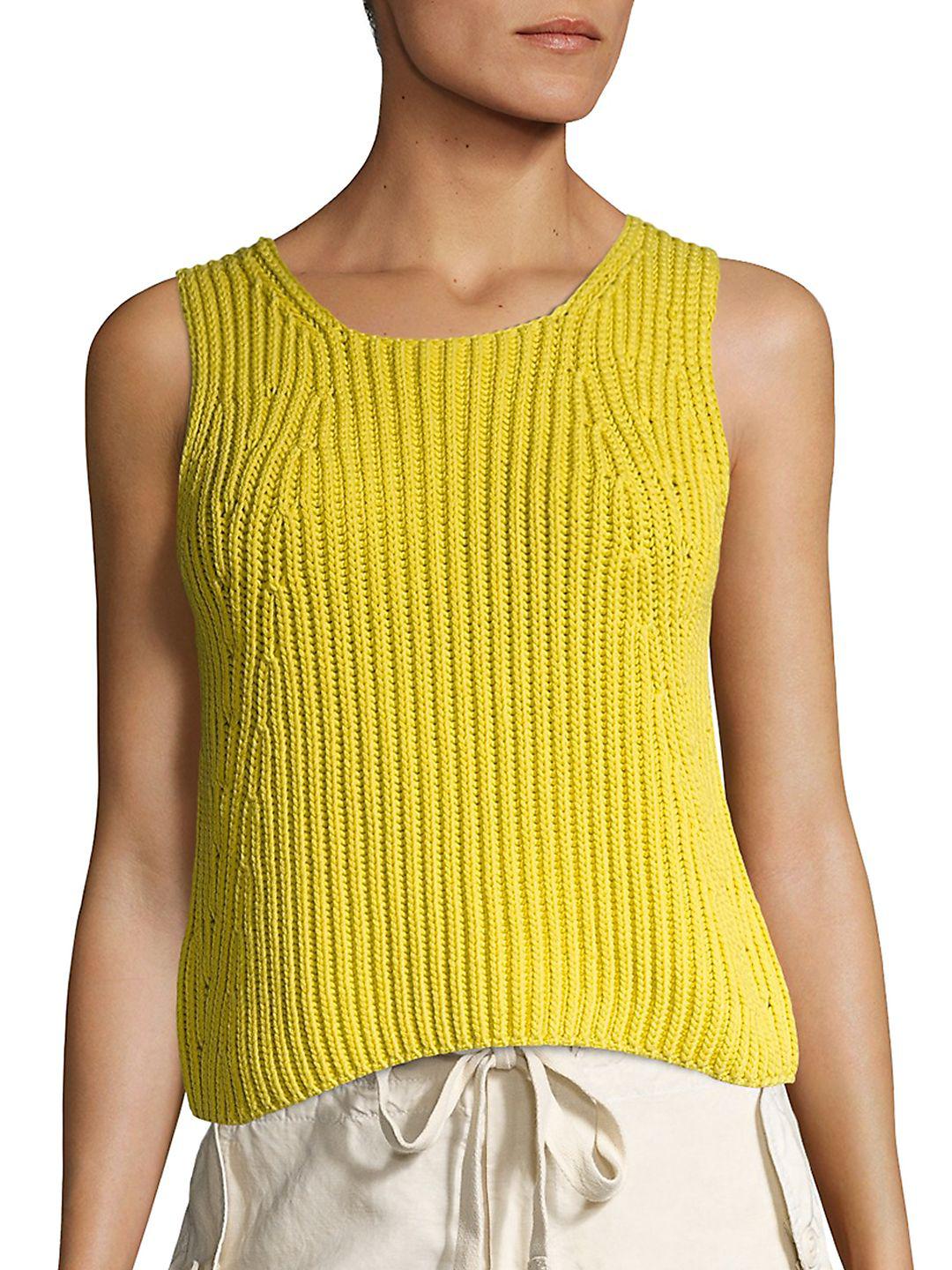 Vince Cotton Chunky Rib-knit Tank Top in White - Lyst
