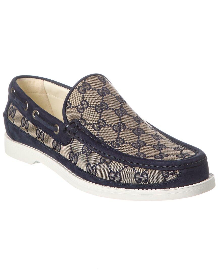 Gucci canvas slip on hot sale
