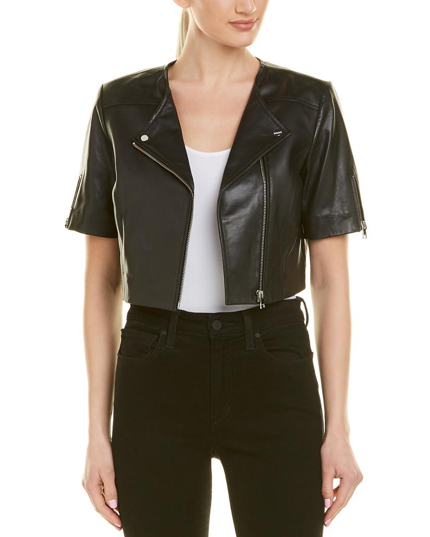 lamarque cropped leather jacket