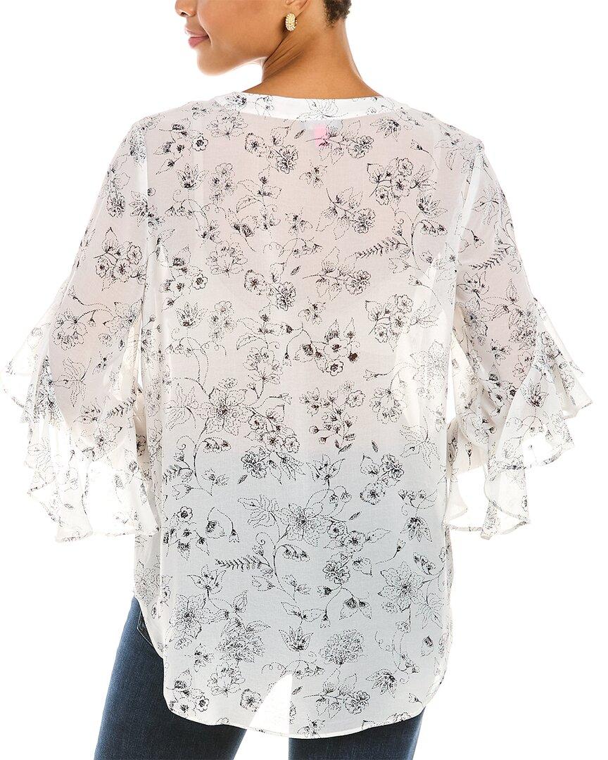 Vince Camuto Flutter Sleeve Whisper Stitch Top in White Lyst