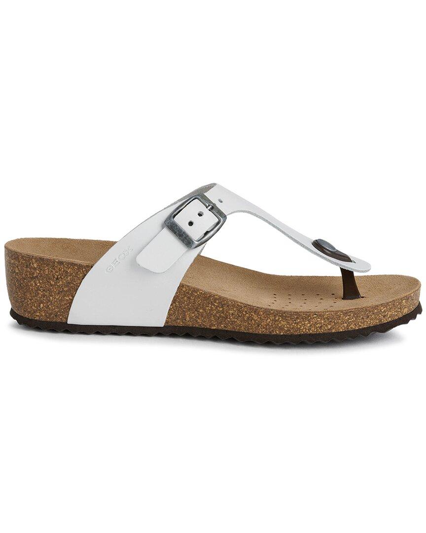 Geox D Sthellae Leather Sandal in White | Lyst