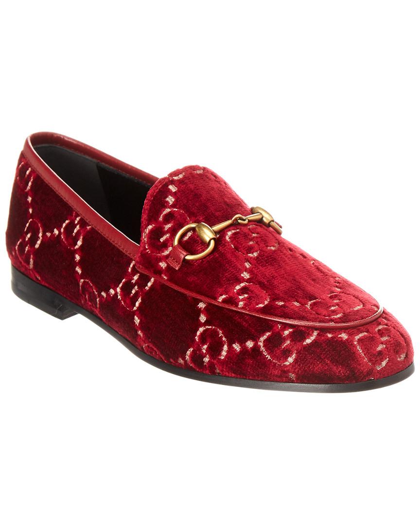 Gucci 10mm Jordaan Gg Supreme Velvet Loafers in Red/Beige (Red) - Lyst