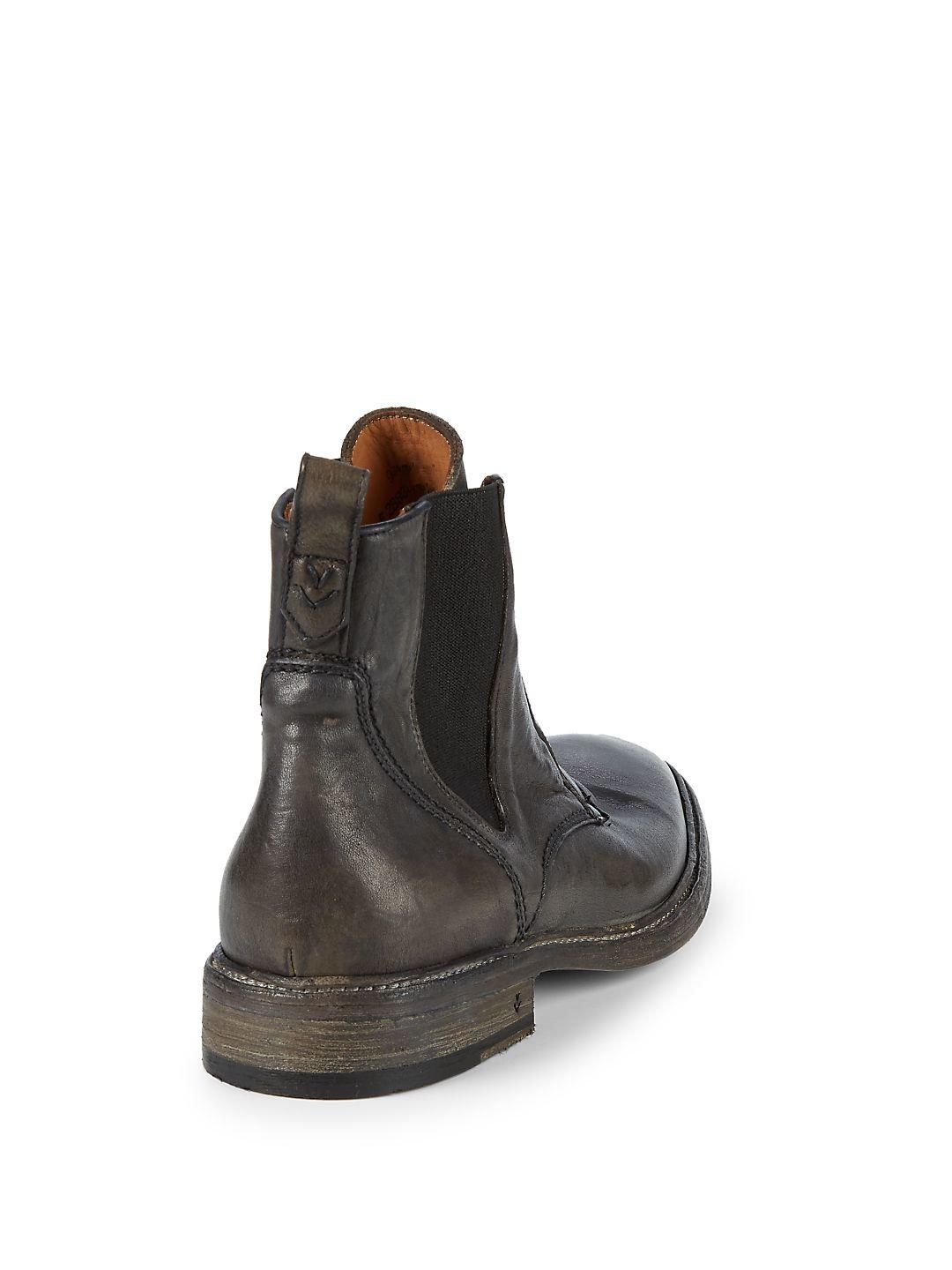 brown laceless boots