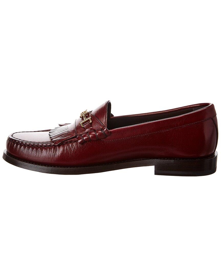 Celine Luco Triomphe Leather Loafer in Red | Lyst