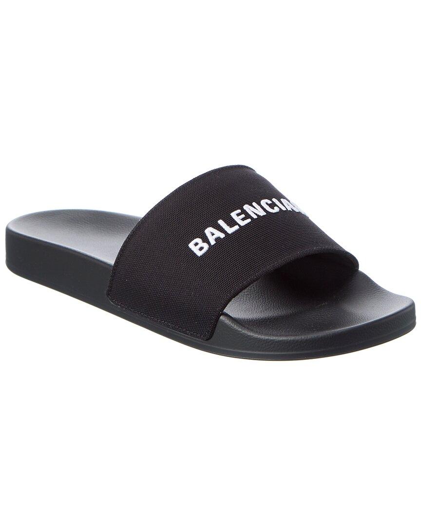 Balenciaga Bb Canvas Pool Slide in Black for Men Lyst