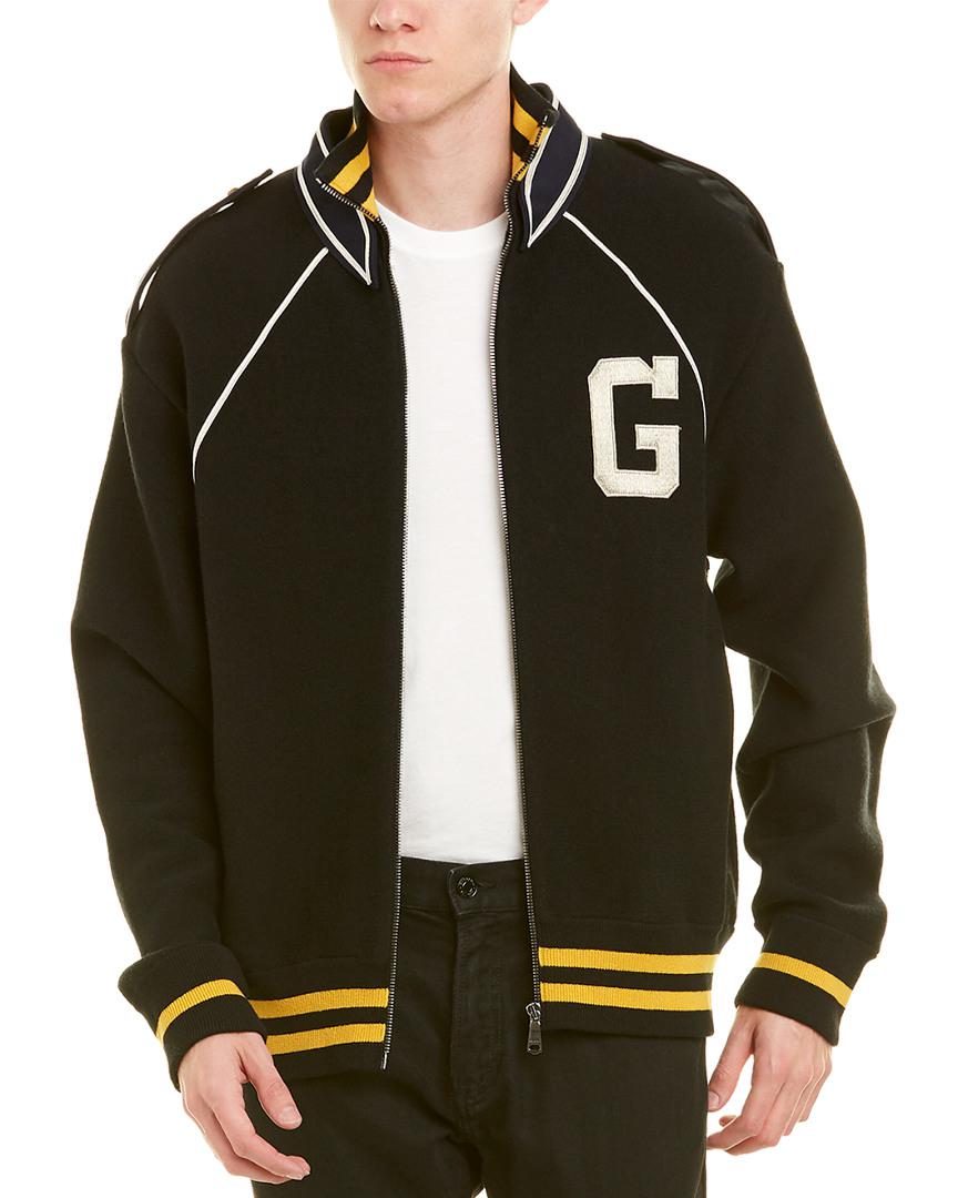 Gucci G Monogram Wool Varsity Jacket in Black for Men | Lyst
