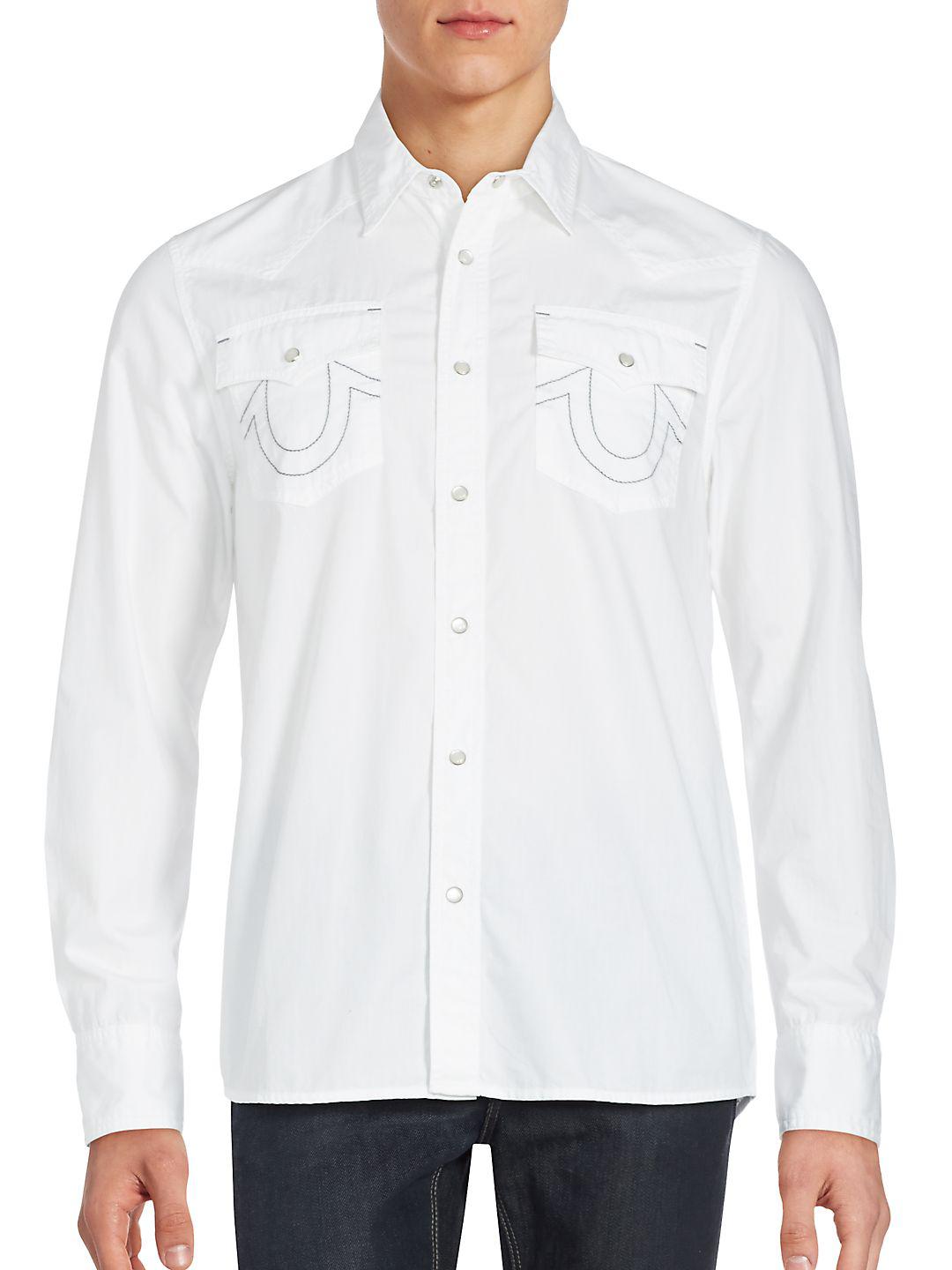 true religion white button up shirt