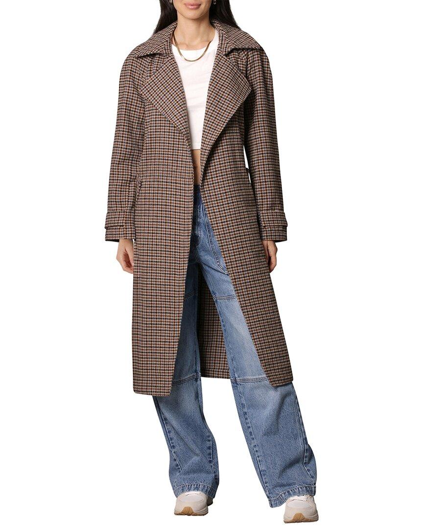 Avec Les Filles Belted Plaid Drape Trench in Brown | Lyst UK