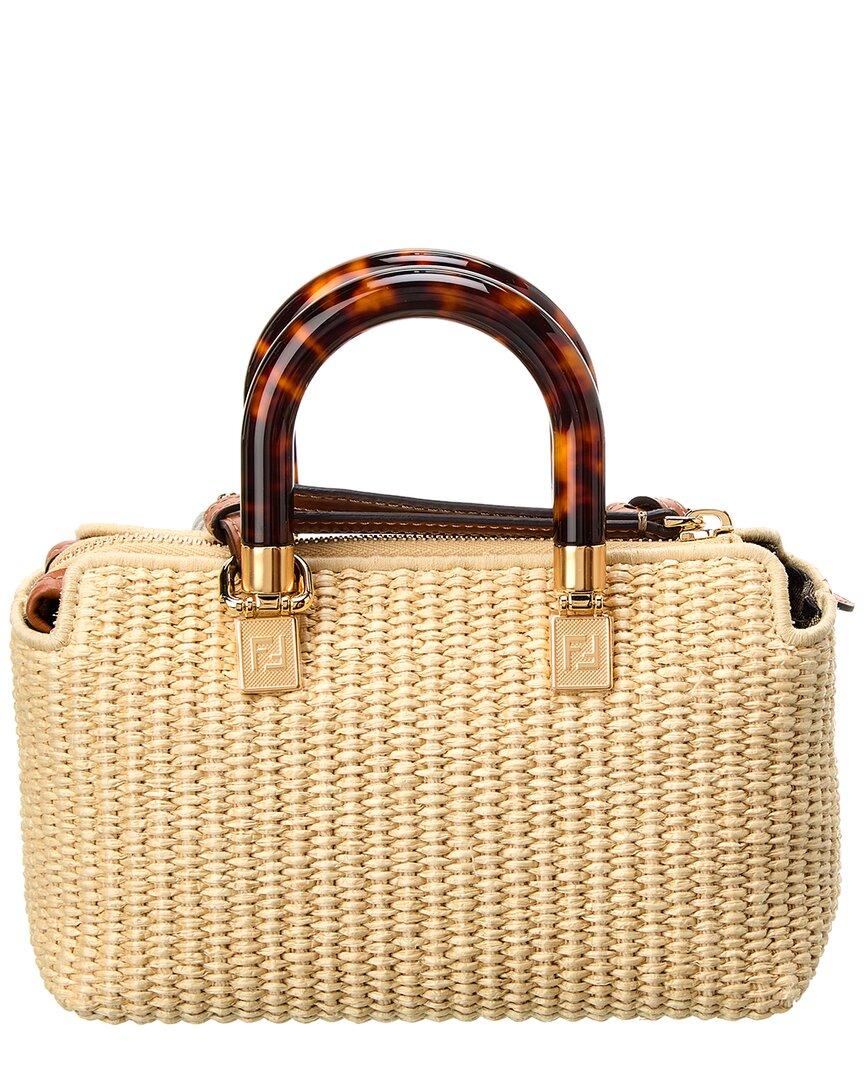 【関税&送料込】Fendi Embroidered Raffia Medium By The Way H By The Way Soft Medium Fabric Beige | Fendi