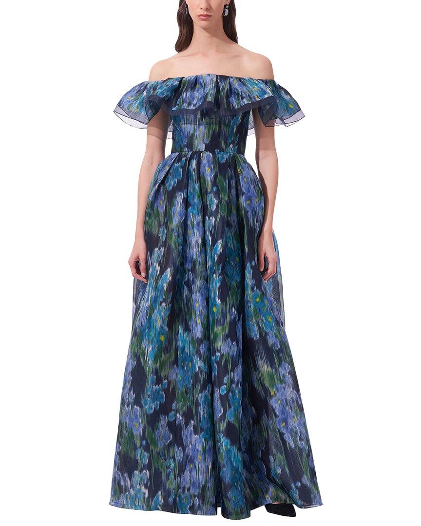 Carolina Herrera Off-The-Shoulder Ruffled A-Line Gown in Blue | Lyst
