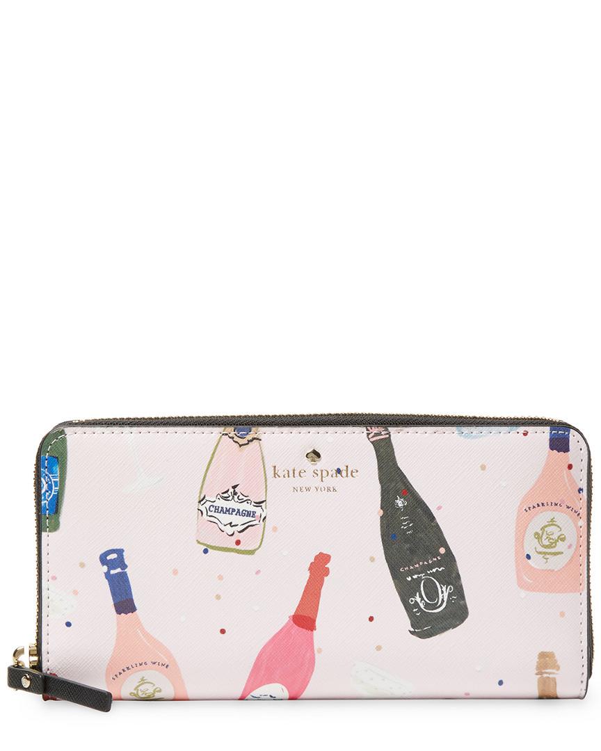 Kate Spade Champagne Print Lacey Zip Wallet Lyst