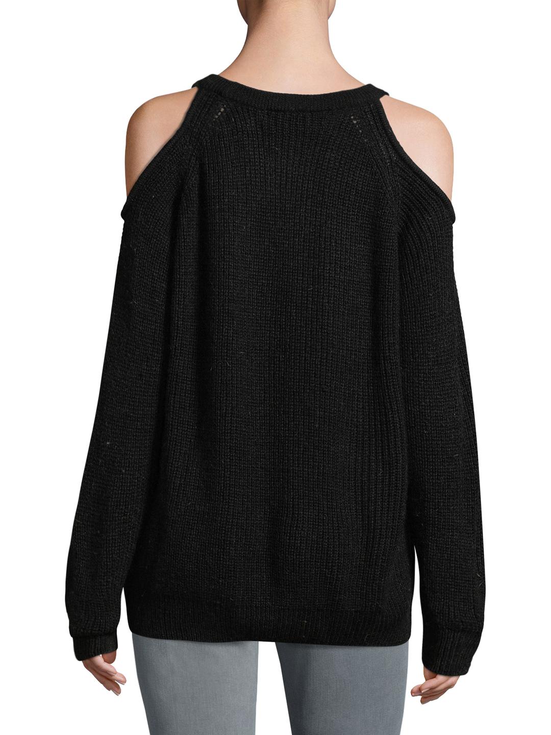 black cold shoulder sweater