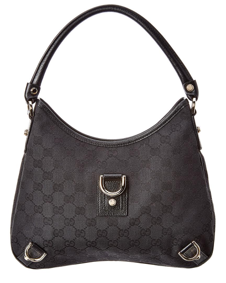 Gucci Black GG Canvas & Leather Abbey Hobo Bag | Lyst