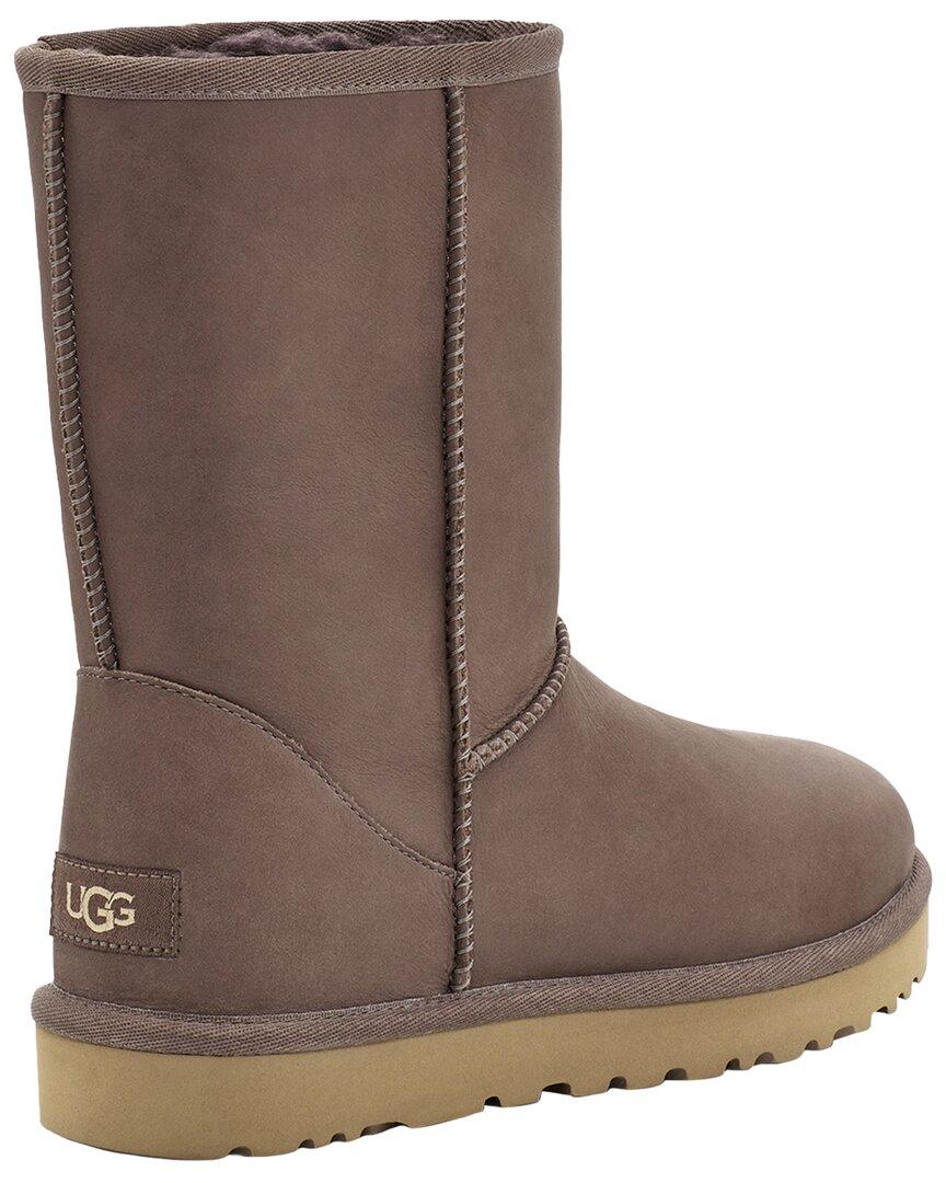 UGG Classic Short Leather Water Resistant Boot in Brown | Lyst