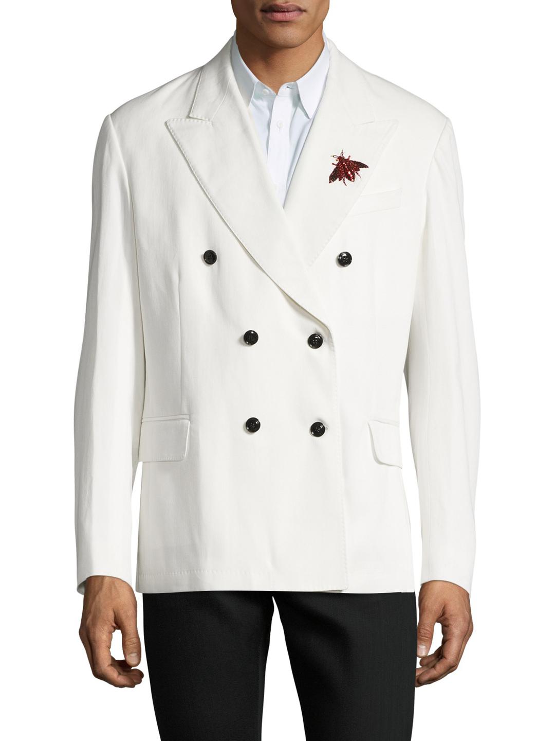double breasted white dinner jacket