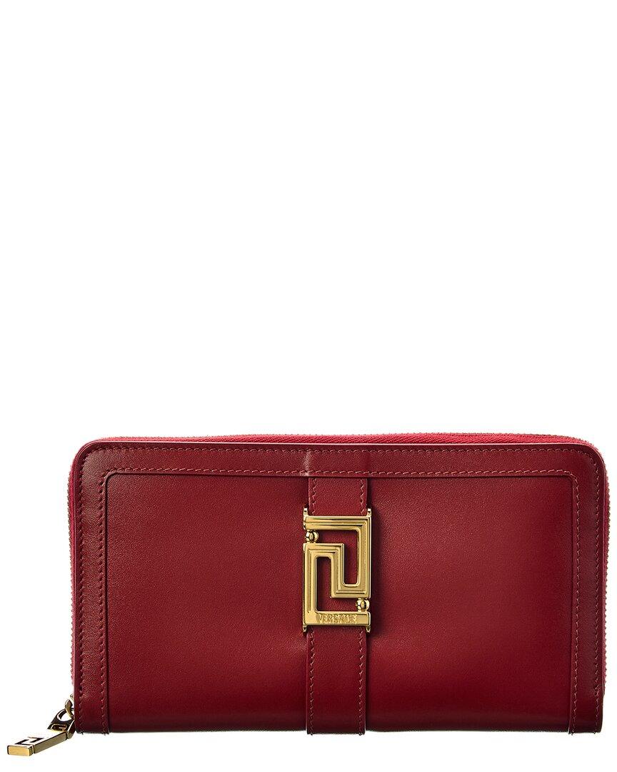 Versace Greca Leather Zip Around Wallet in Purple Lyst