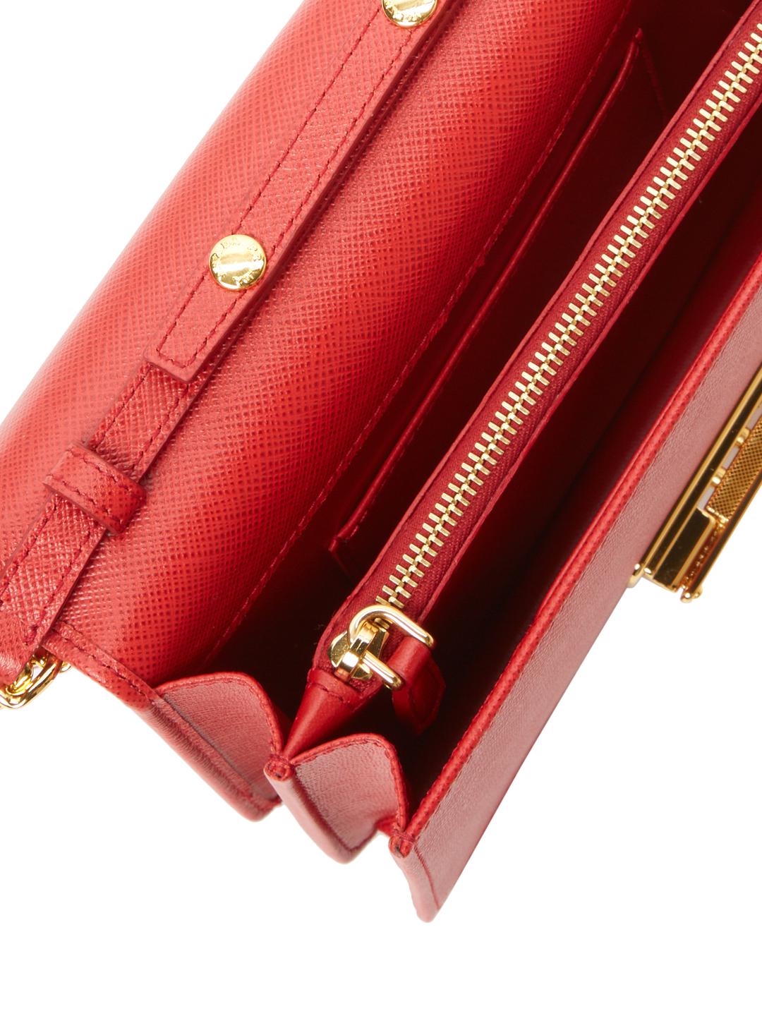 Prada Solid Leather Crossbody Bag in Red Lyst