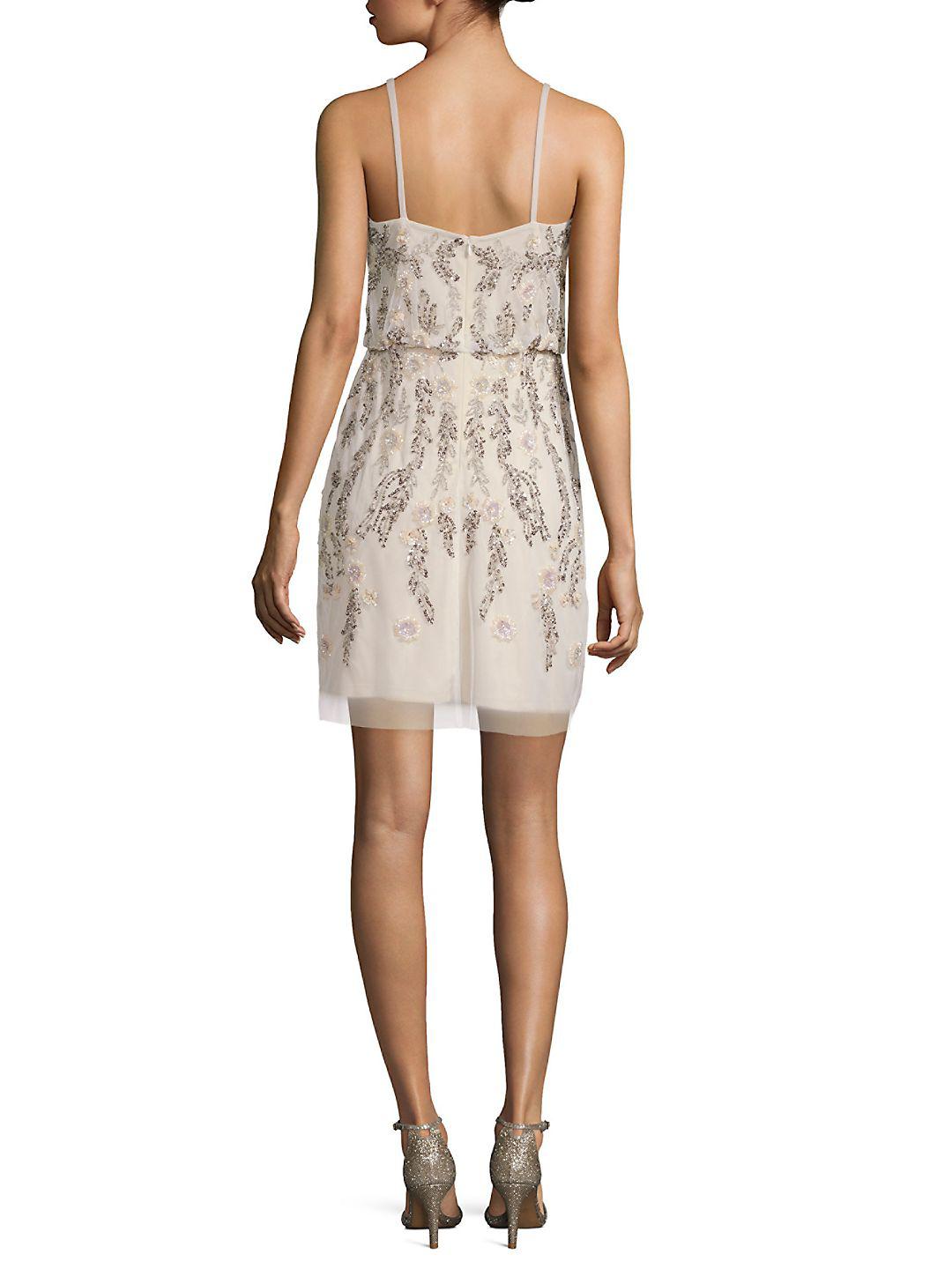 adrianna papell sequin blouson dress