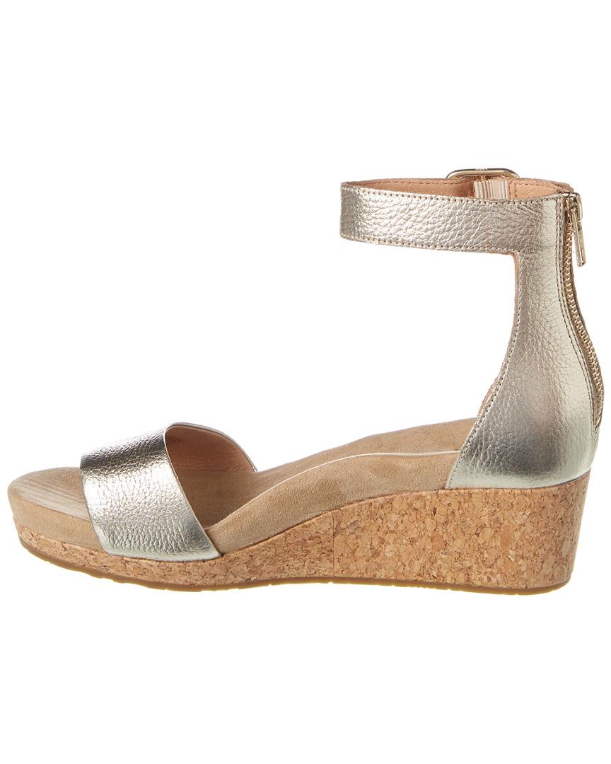 UGG Zoe Leather Wedge Sandals in Metallic | Lyst UK