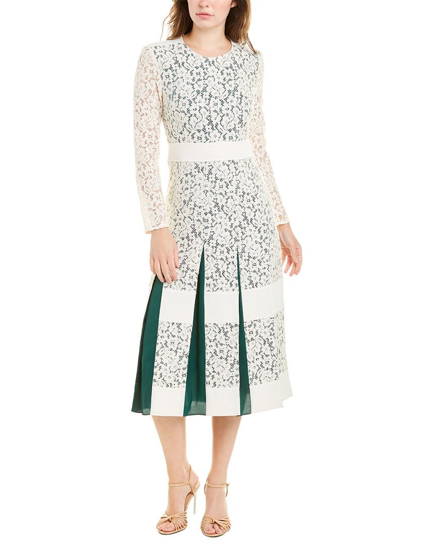 Tory Burch Satin Pleated Lace Dress in ...