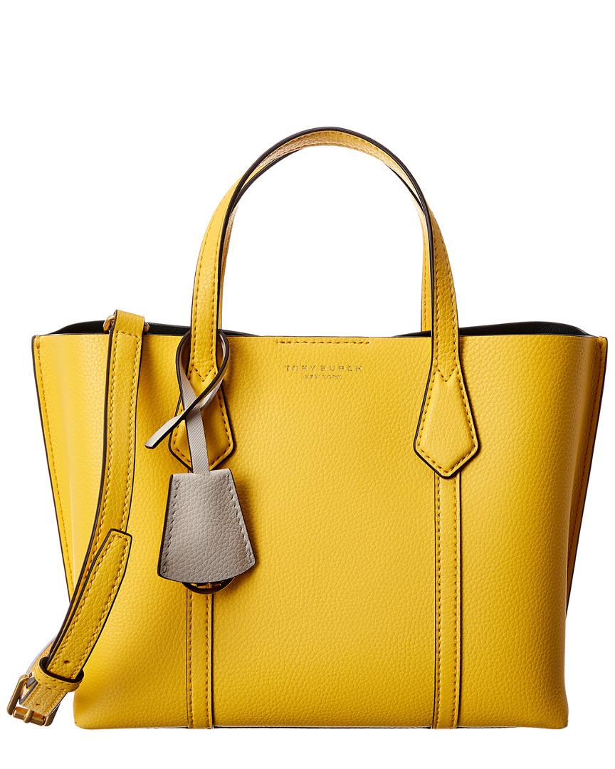 Tory Burch Perry Small Triple Compartment Leather Tote in Yellow Lyst