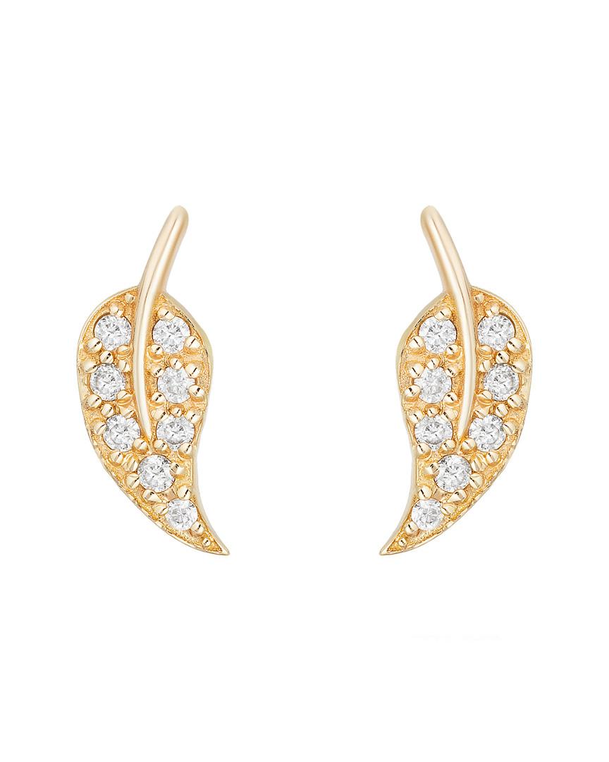 Ariana Rabbani 14k 0.22 Ct. Tw. Diamond Leaf Earrings in Metallic ...