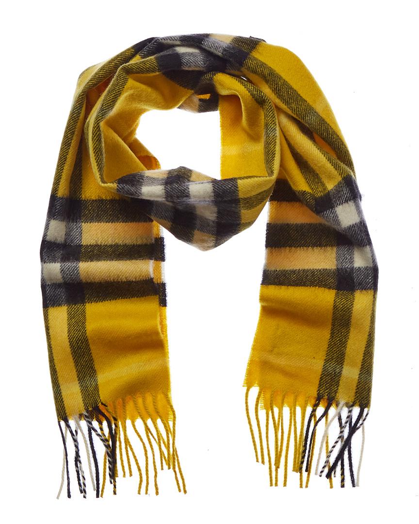 Burberry Mini Classic Check Cashmere Scarf in Yellow - Lyst