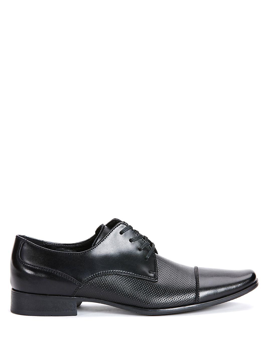 Calvin Klein Bram Diamond-panel Leather Derby Shoes in Black for Men | Lyst