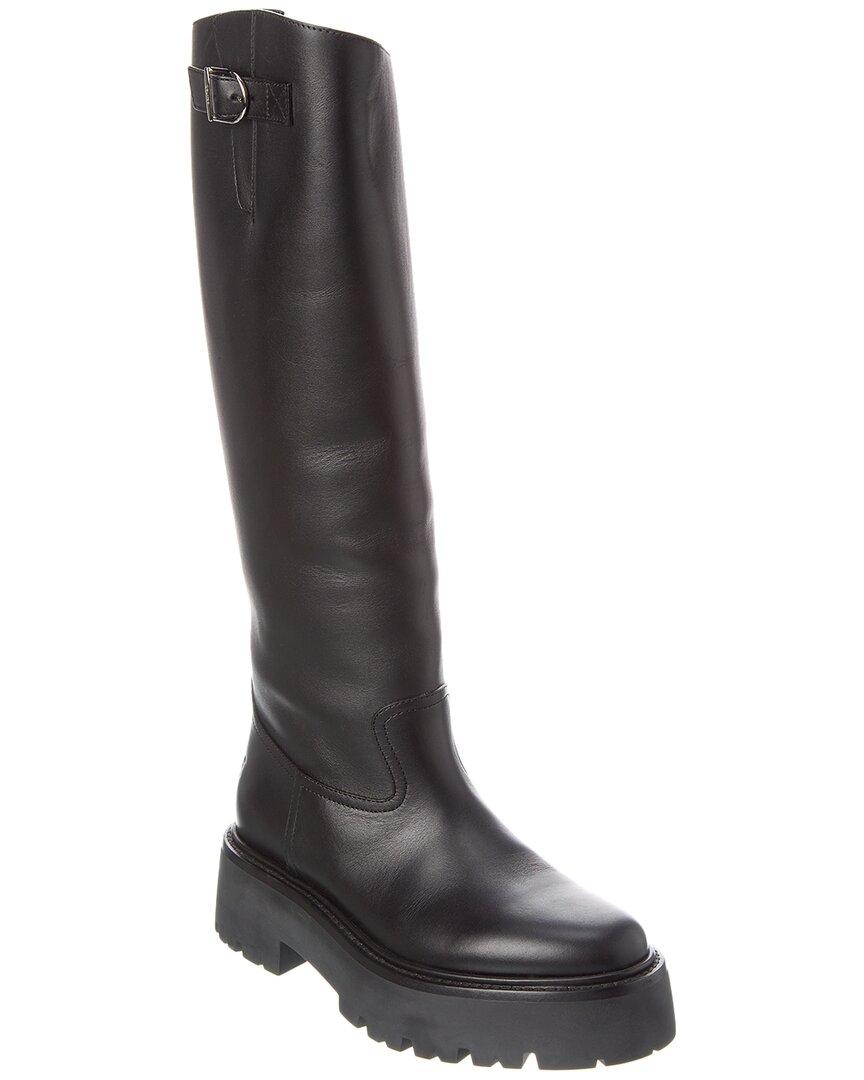 Celine Buckled Leather Knee-high Boot in Black | Lyst