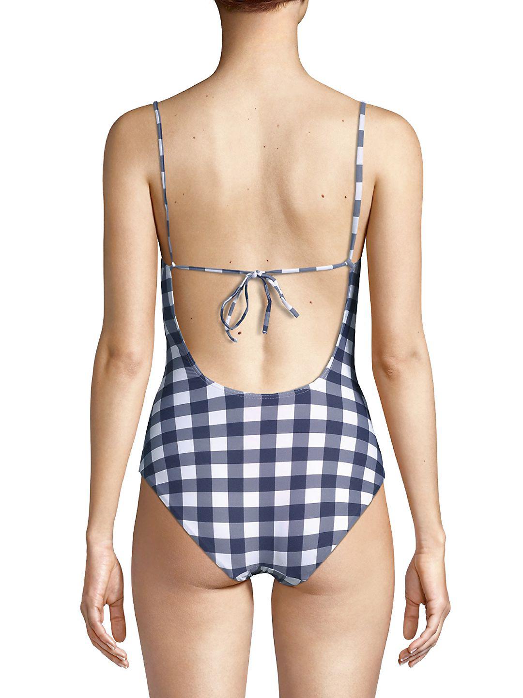 checkered one piece swimsuit