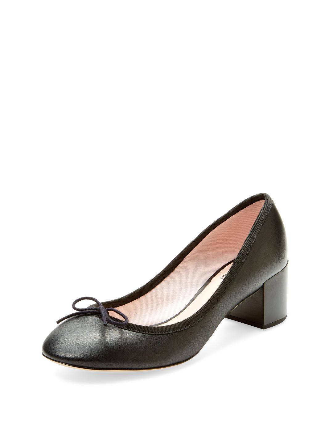 leather block heel pumps