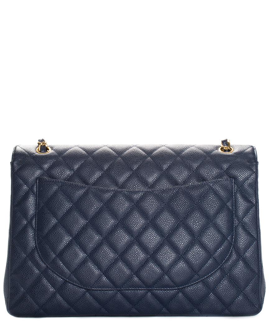 CHANEL - Classic 08 Single Flap Bag - Blue Quilted Lambskin Maxi Shoulder  Bag