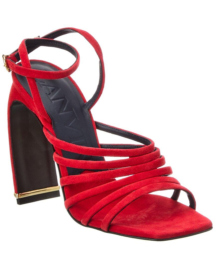 Lanvin J Heel Suede Sandal in Red Lyst UK