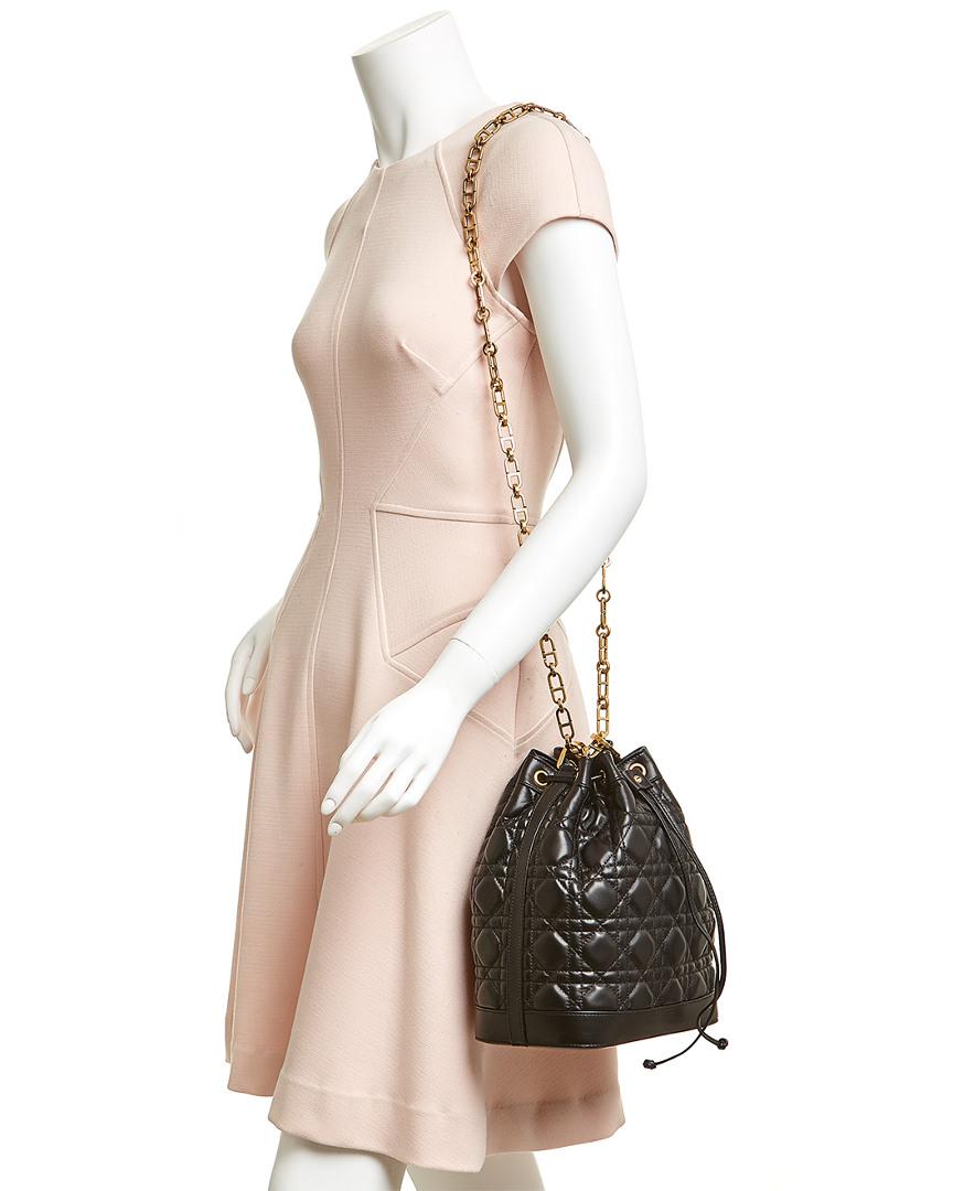 Dior Dior Large Miss Dior Cannage Quilted Leather Bucket Bag in Black | Lyst